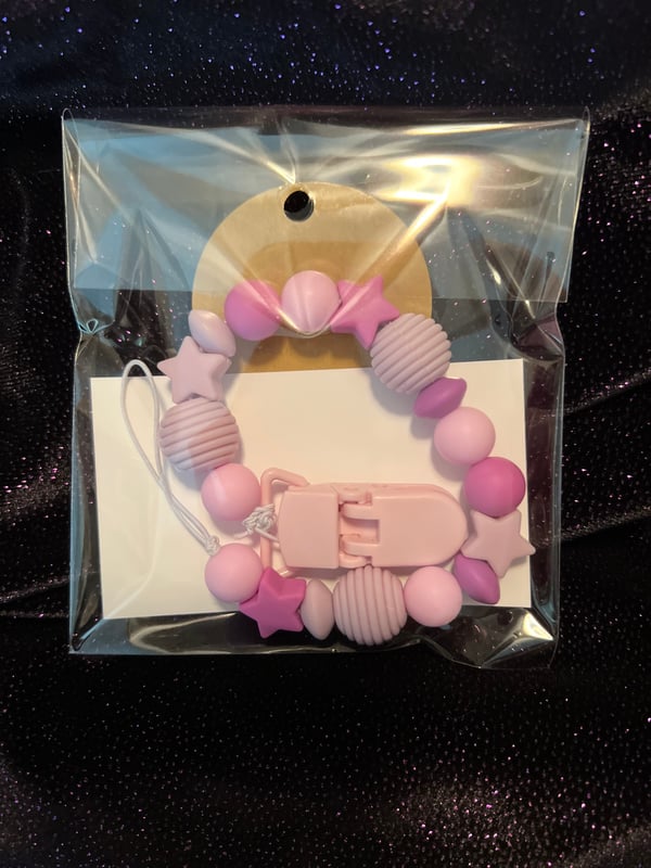 Image of 12" Light Purple Silicone Bead Pacifier Clip