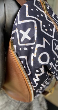 Image 3 of Designs By IvoryB Backpack Navy Blue Mudcloth Print 