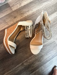 Image 1 of White chain charm sandals