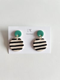 Paire de boucles d’oreilles céramique BOURRACHES lagon foncé 