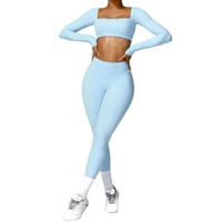 Image 5 of Long Sleeve Crop Top Yoga Set