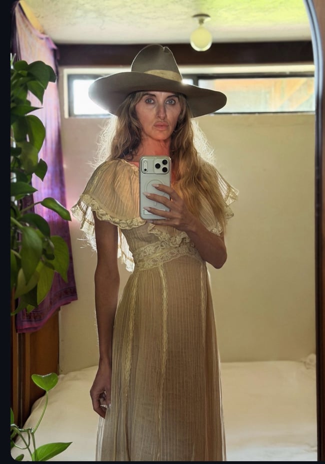 early 1960s Mexican cotton voile pintucked maxi dress wedding