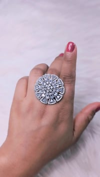 Image 2 of ADR45022_Silver Plating American Diamond Adjustable Ring