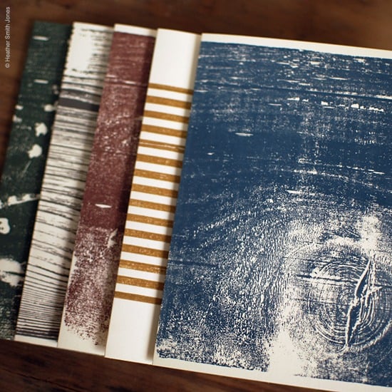 Image of Hand printed wood block card set, no. 2, muted colors