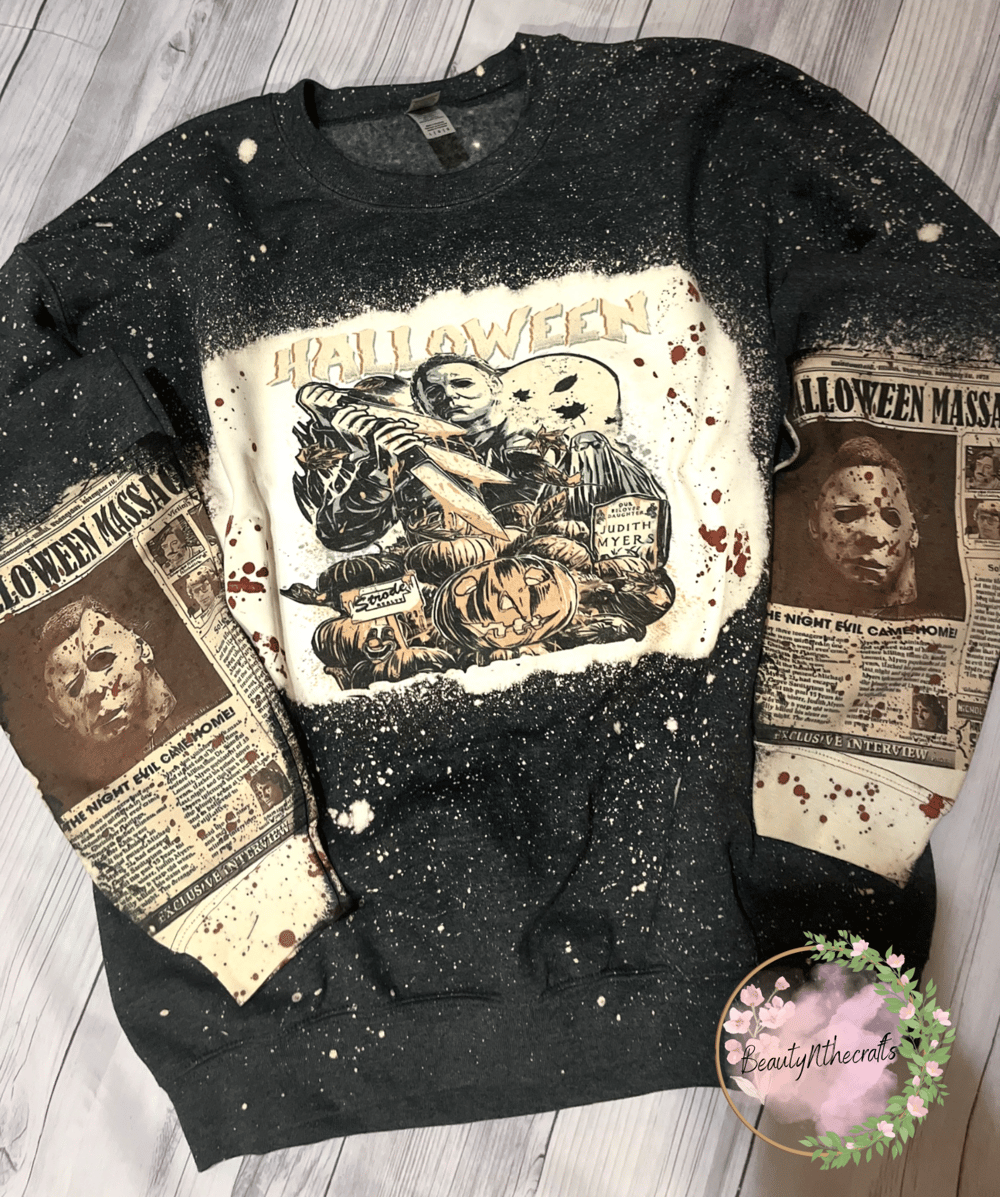 Image of Halloween Michael Myers Bleached Crewneck 