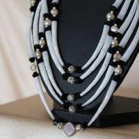 Image 2 of 5 strand Dentalium & Pink Pearl Necklace