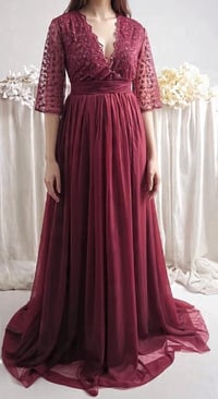 Image 1 of Burgundy dress for maternity photoshoot | Jenny | size S-M-L