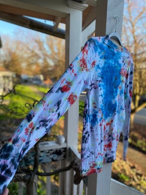 Image of Party At Your Own Pace Long Sleeve Tie Dye Shirt Size Small 1