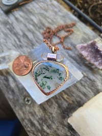 Image 3 of Electroformed Moss Agate and Herkimer Diamond necklace