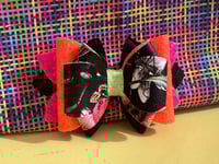 Image 2 of Black floral neon bows. Different color combos available in each picture.  