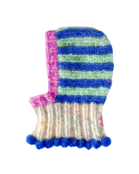 Image 1 of Sofie and Iris Striped Mint, Violet, Pastel Yellow and Lilac Mohair Balaclava