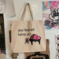 Image 1 of flesh and music tote bag pink