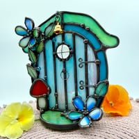 Image 2 of  Blue Fairy Door Candle Holder 