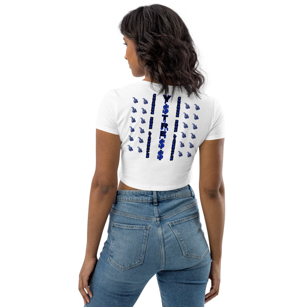 Image of YSDB Exclusive Women's Blue and Black Organic Crop Top