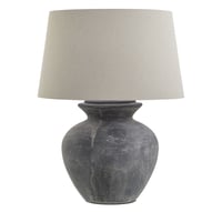 Image 1 of Amalfi Grey Round Table Lamp With Linen Shade