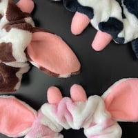Image 2 of fuzzy cow scrunchies