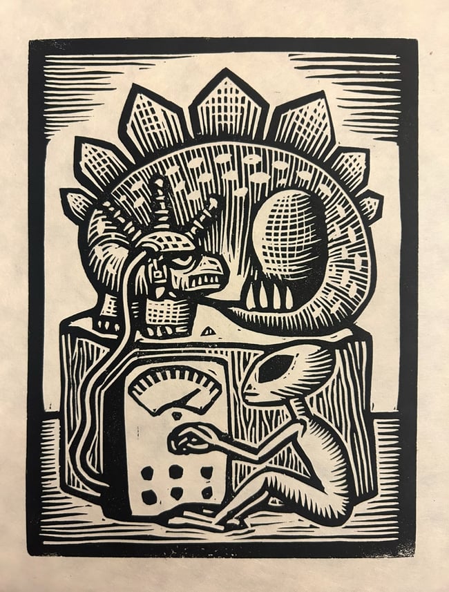 Aliens And Dinosaurs Block Print Set