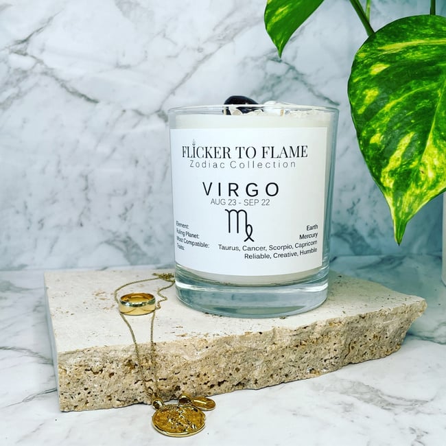 Zodiac Crystal Infused Candle 450g - VIRGO  **ONLY 10 AVAILABLE**