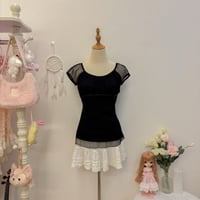 Image 1 of mesh milkmaid layered top