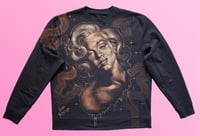 Image 1 of “MARILYN” CUSTOM BLEACH PAINTED PULLOVER SWEATSHIRT XL