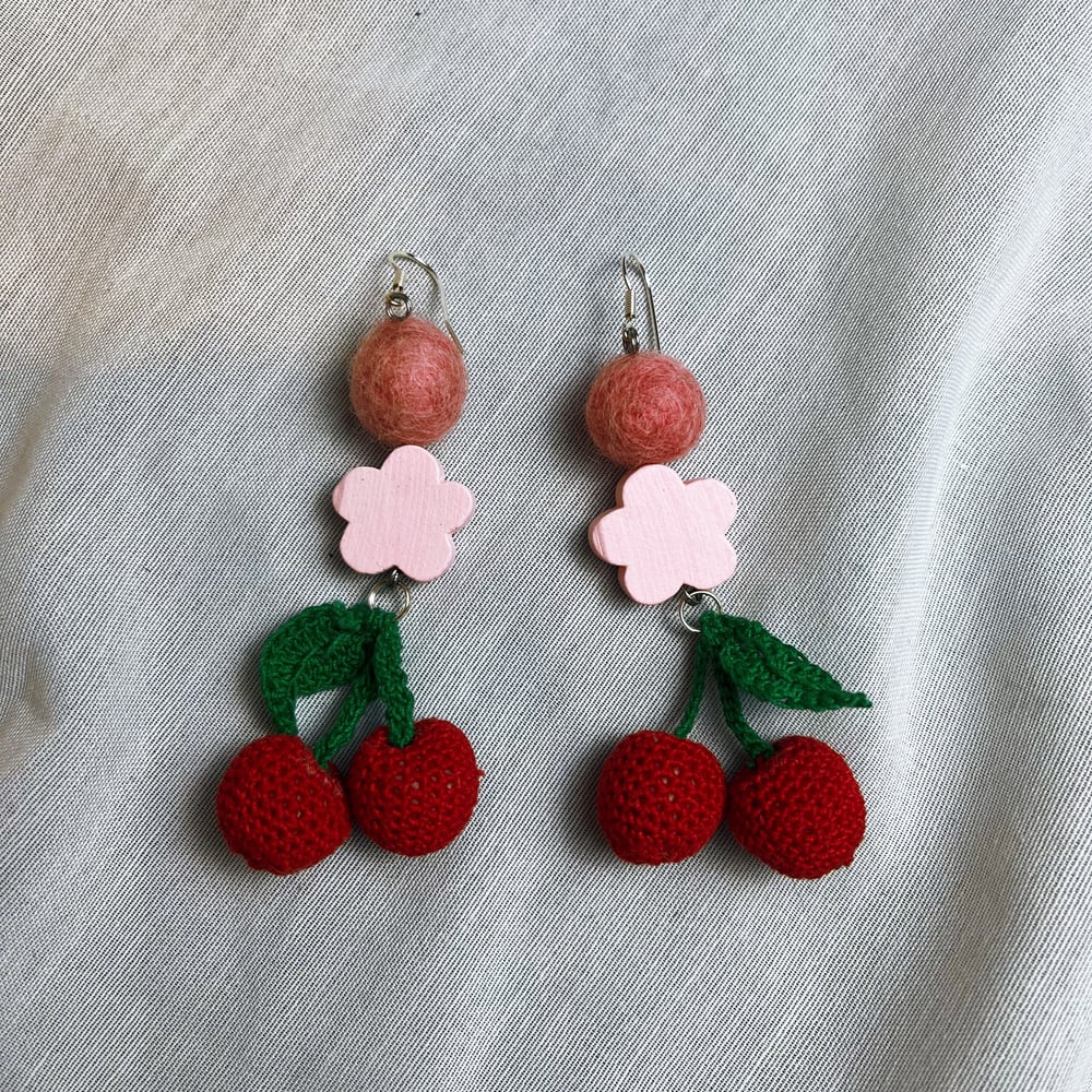 Image of CHERRIES crocheted earrings