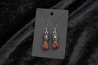 Image 7 of Dead good beetroot stained rabbit bone and moonstone earrings