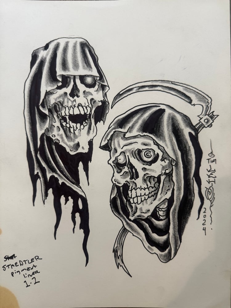 Image of Tim Lehi “Reaper Wolf Book Page #41” Painting