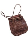 vintage leather basketweave backpack bag 