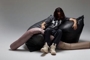 Image of Leather bean bag chair 