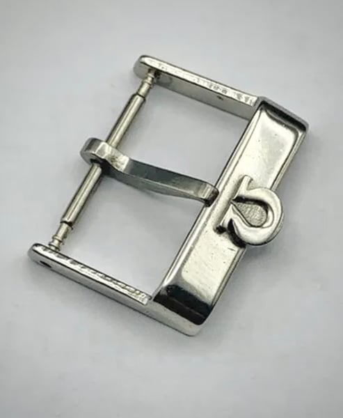 Image of Vintage Omega silver 18mm Watch Strap Buckle.Used,Clean,Rare Model, Genuine
