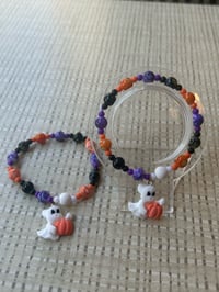 Image 2 of Halloween beaded bracelet with ghost charm 