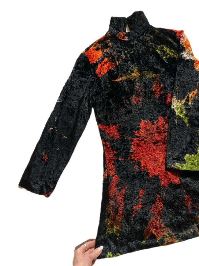 late 60s luxe velvet London boutique mini dress