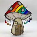 Large Rainbow Mushroom Cottage suncatcher 