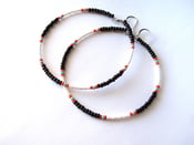 Image of African & Tribal Inspired Large Beaded Hoops - Black, White with Orange, Turquoise accents 