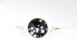 Image of Bracelet fin illustration Fleurette, laiton argenté