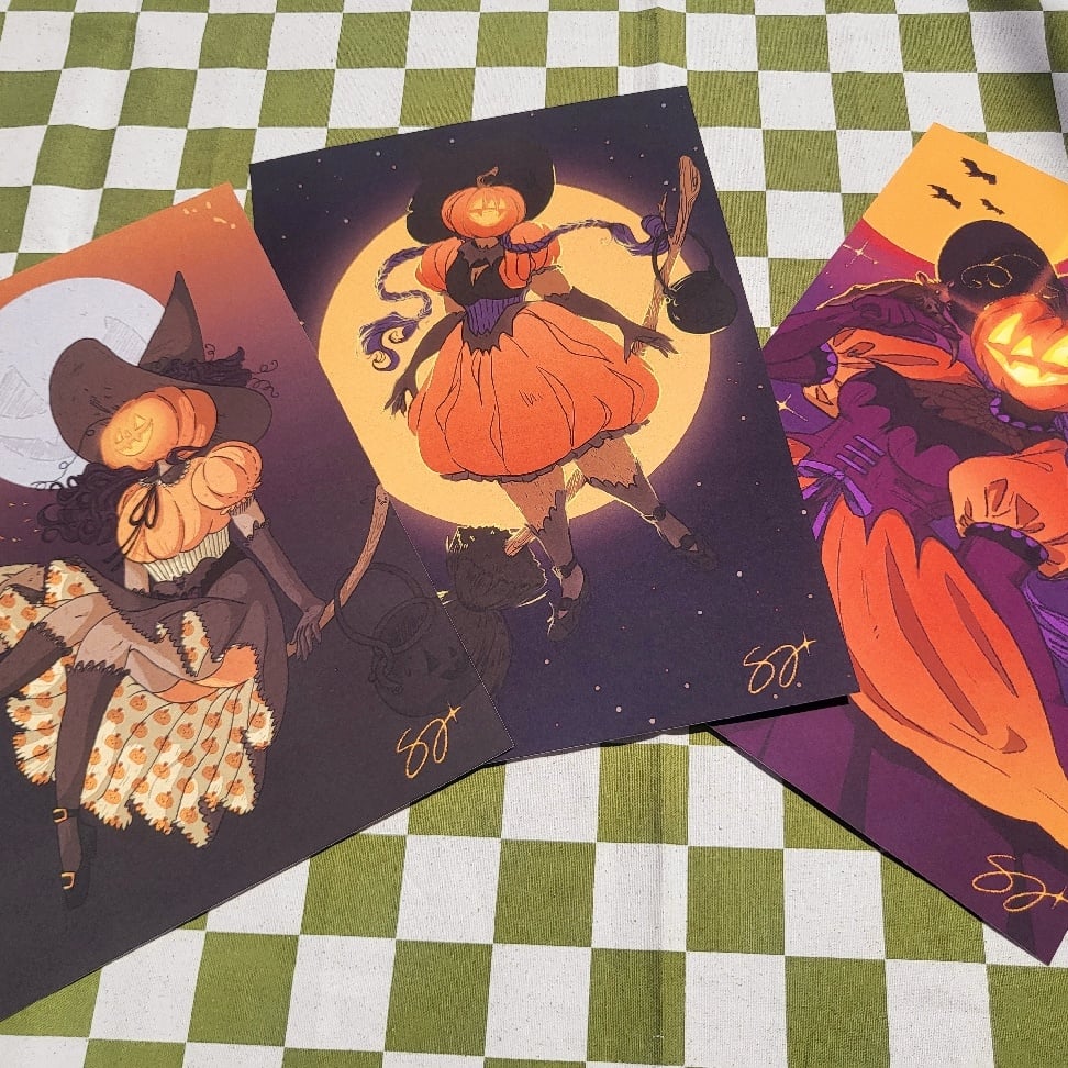 Image of Pumpkin Witch Print 🎃 Broomstick