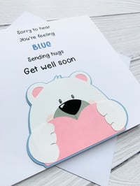 Image 3 of Feeling Blue Get Well Soon Handmade Card - Thinking of You Card for Support and Comfort