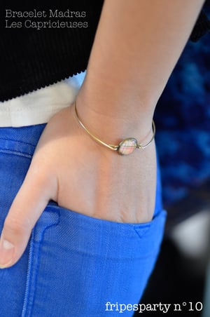 Image of Bracelet fin illustration bicyclette, laiton argenté