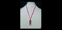 Image 2 of Lavender and Pink Stock Flower Gold Rectangle Pendant