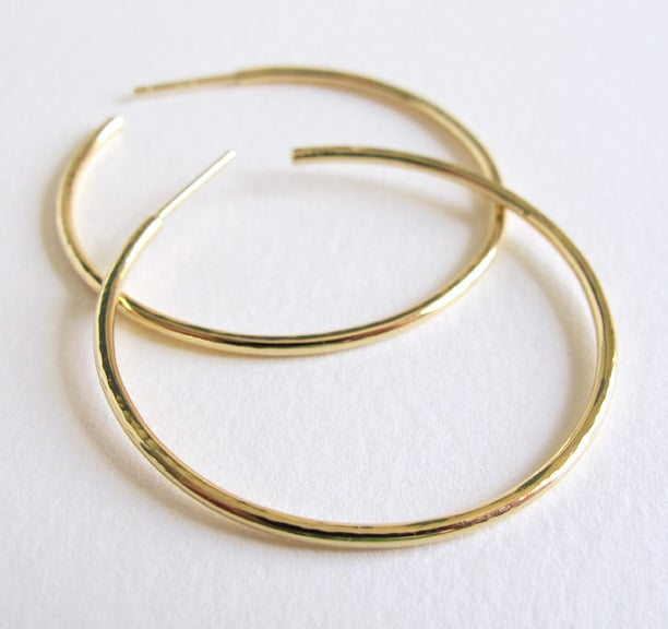 Classic Hammered Gold Hoops 18k   Mimi Favre Studio