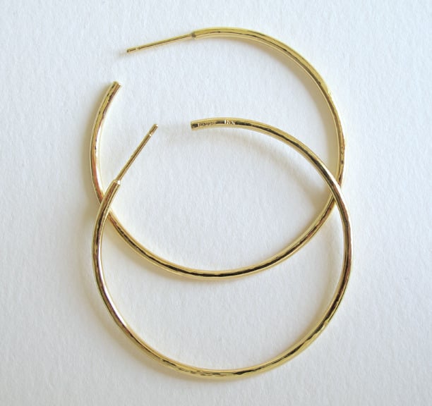 Image of Classic Hammered Gold Hoops 18k