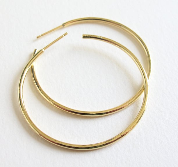 Image of Classic Hammered Gold Hoops 18k