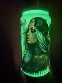 Image 4 of tattoo girl glow in the dark stainless steel tumbler