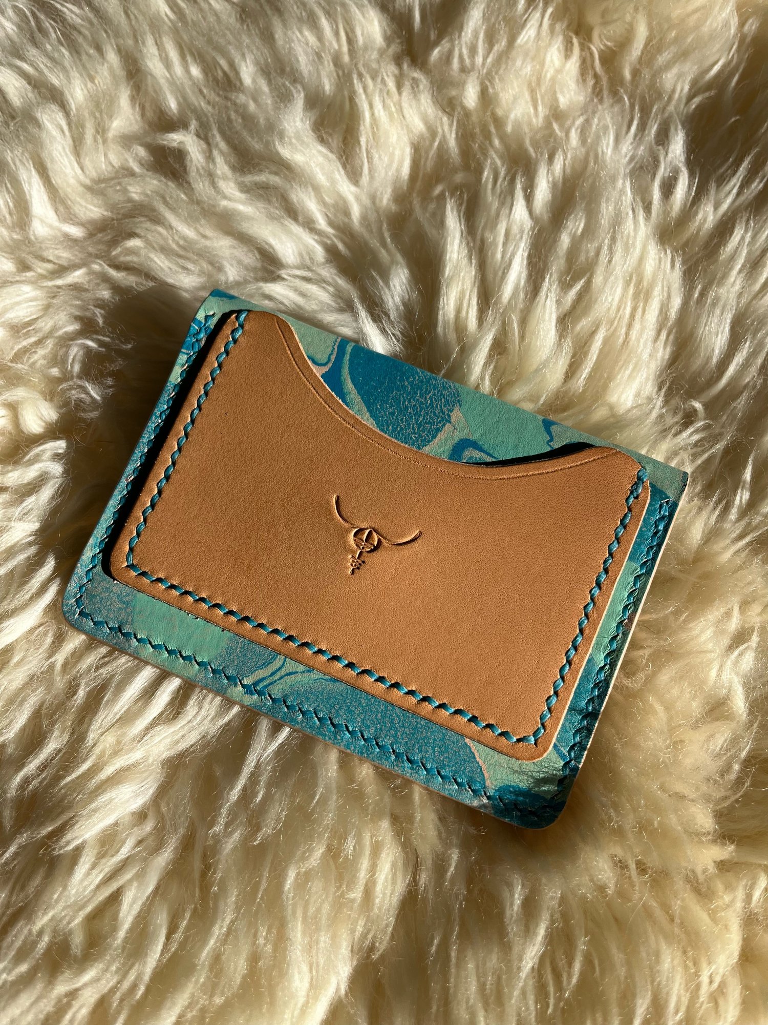 Image of Aqua Marbled Envelope Card Wallet 