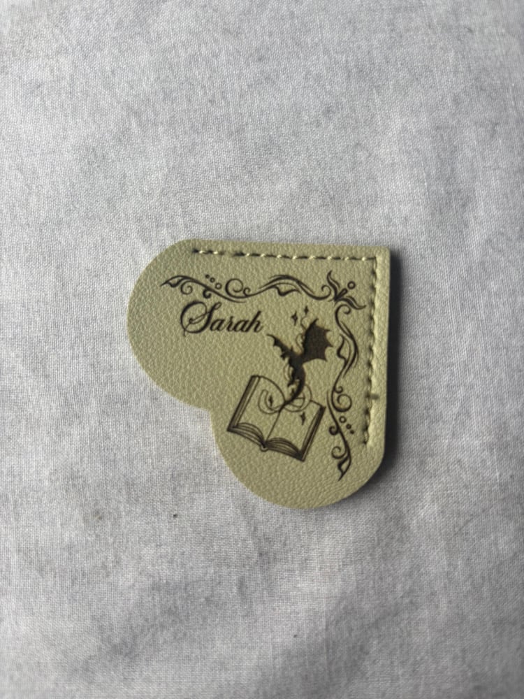 Image of Faux leather heart personalised bookmark 