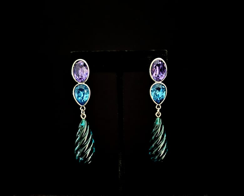 Image of Violet & Blue Pierced Earrings 