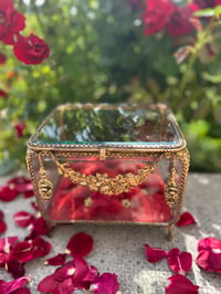 Image 15 of Beau et grand coffre en verre biseauté, velours, miroir, XIXÈME s.
