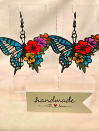 Image 1 of Handcrafted Resin Butterfly with Floral design 