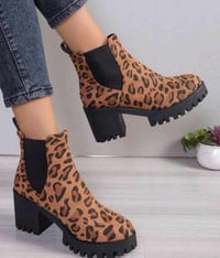 Image 1 of Women's Leopard Ankle Casual Booties 