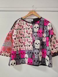 Image 1 of Kylie Jane Mixed Up Swing Top-skulls,dogs and shrooms 